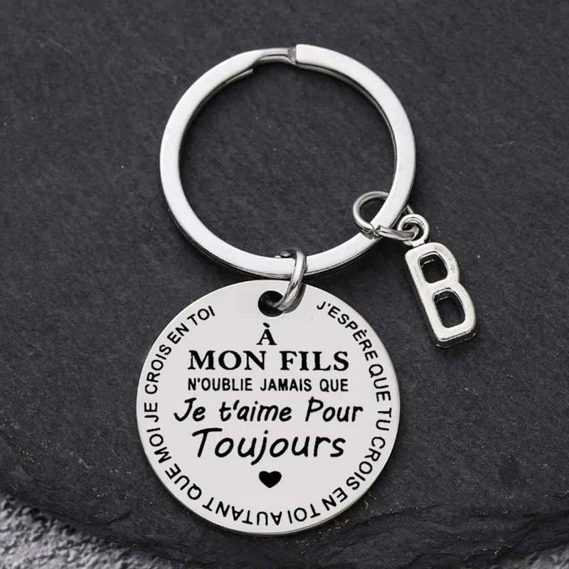 Porte-clé à offrir "Mon fils" ou "Ma fille" avec initiale