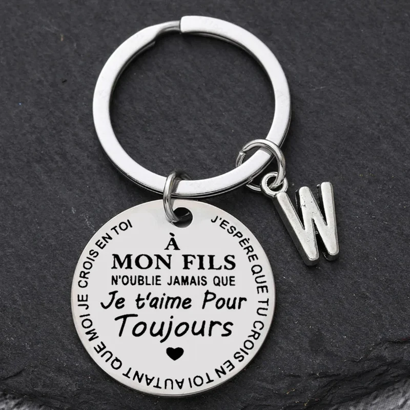 Porte-clé à offrir "Mon fils" ou "Ma fille" avec initiale