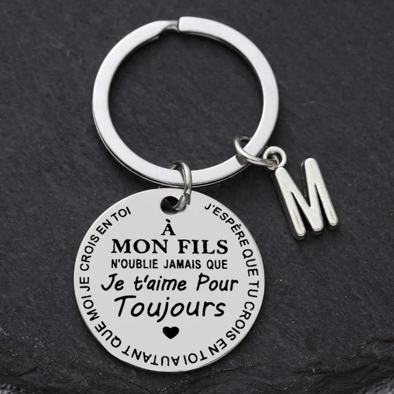 Porte-clé à offrir "Mon fils" ou "Ma fille" avec initiale