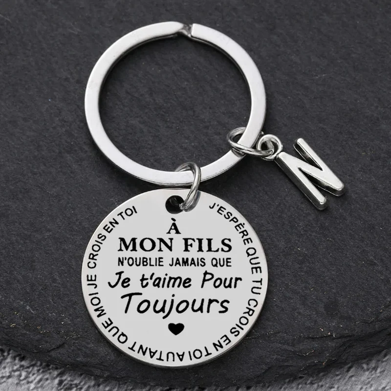 Porte-clé à offrir "Mon fils" ou "Ma fille" avec initiale