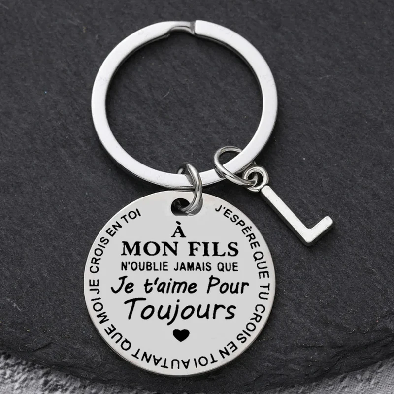 Porte-clé à offrir "Mon fils" ou "Ma fille" avec initiale