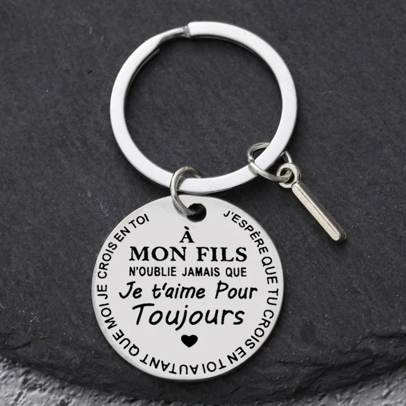 Porte-clé à offrir "Mon fils" ou "Ma fille" avec initiale