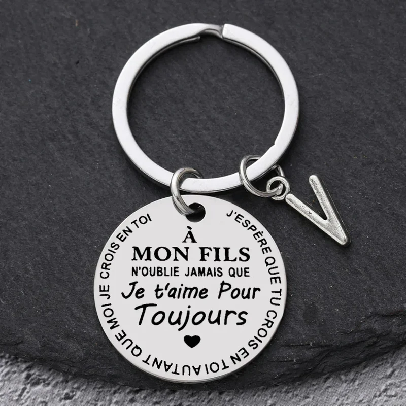 Porte-clé à offrir "Mon fils" ou "Ma fille" avec initiale