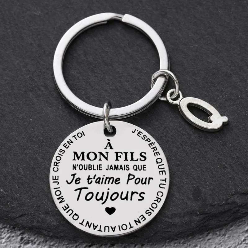 Porte-clé à offrir "Mon fils" ou "Ma fille" avec initiale