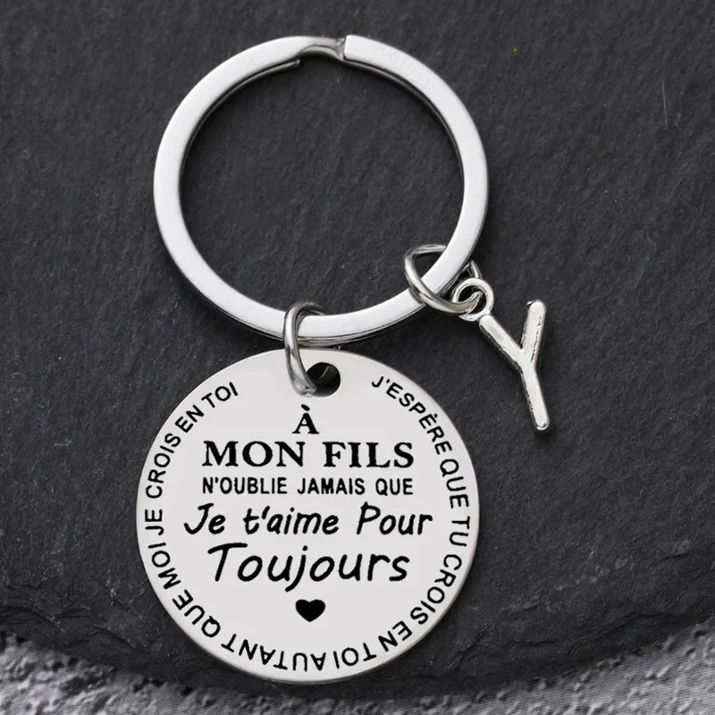 Porte-clé à offrir "Mon fils" ou "Ma fille" avec initiale