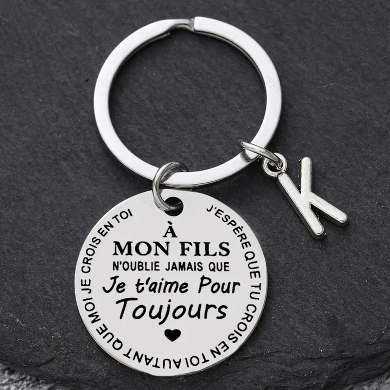 Porte-clé à offrir "Mon fils" ou "Ma fille" avec initiale