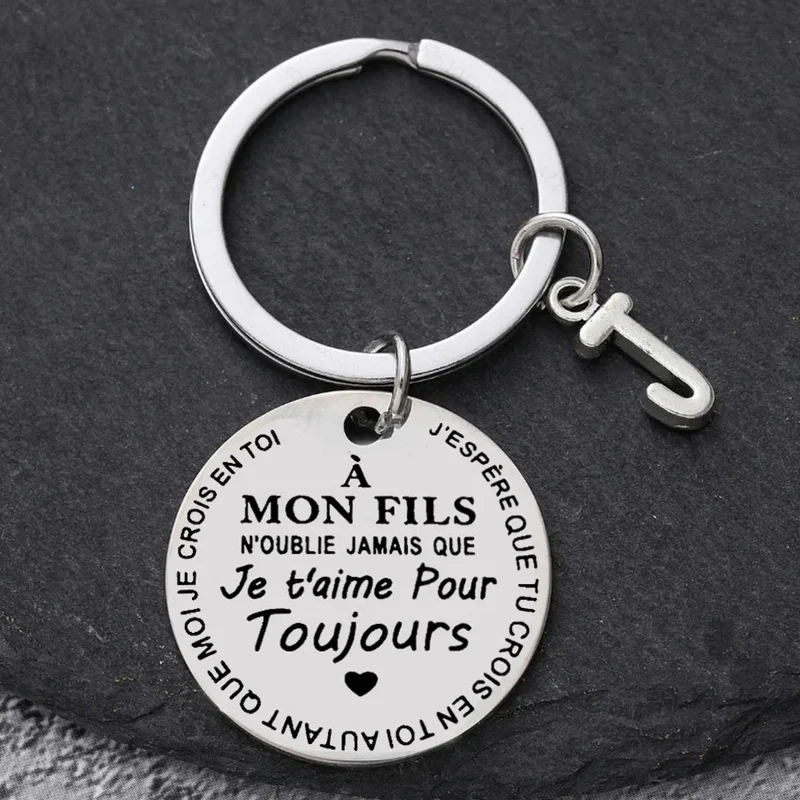 Porte-clé à offrir "Mon fils" ou "Ma fille" avec initiale