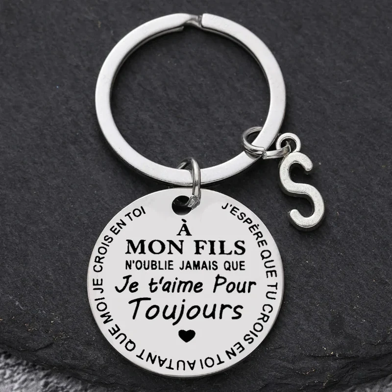 Porte-clé à offrir "Mon fils" ou "Ma fille" avec initiale