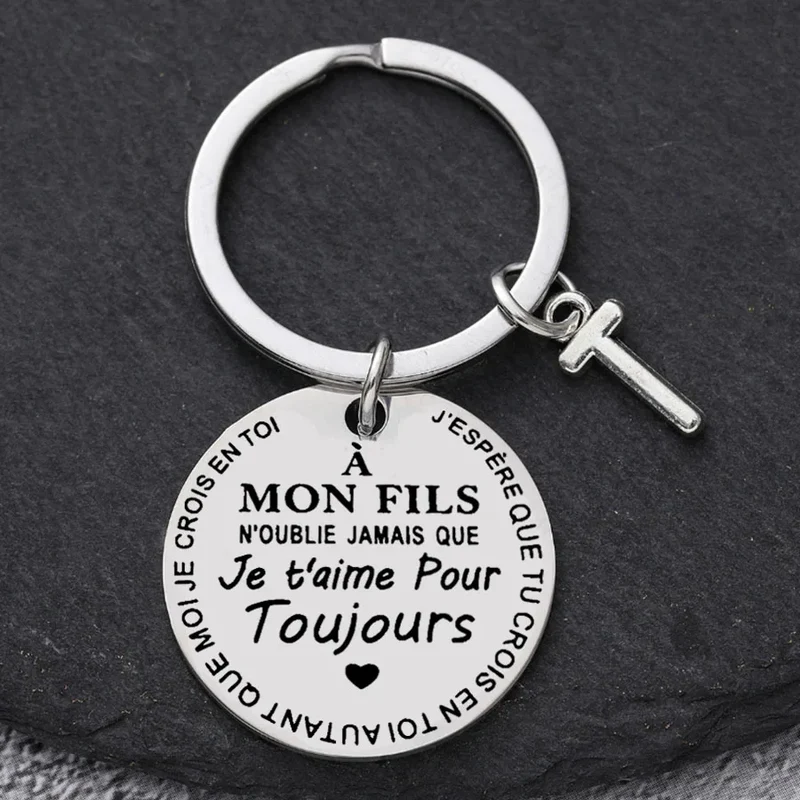 Porte-clé à offrir "Mon fils" ou "Ma fille" avec initiale