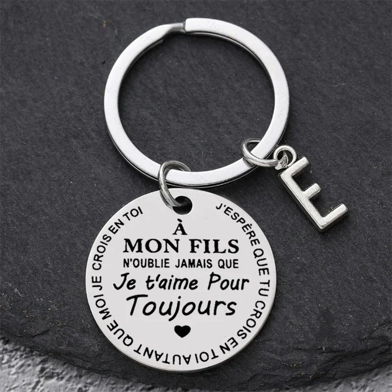 Porte-clé à offrir "Mon fils" ou "Ma fille" avec initiale
