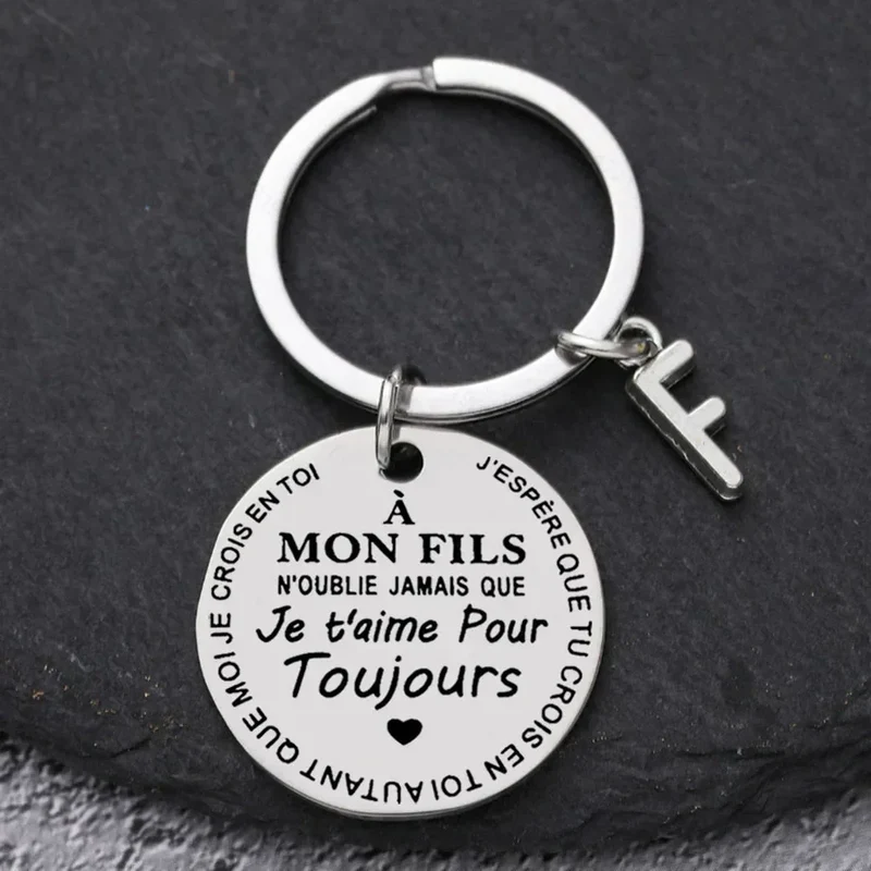 Porte-clé à offrir "Mon fils" ou "Ma fille" avec initiale
