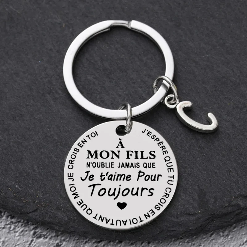 Porte-clé à offrir "Mon fils" ou "Ma fille" avec initiale