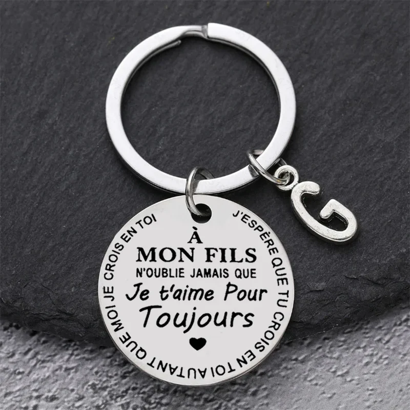 Porte-clé à offrir "Mon fils" ou "Ma fille" avec initiale