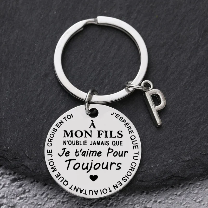 Porte-clé à offrir "Mon fils" ou "Ma fille" avec initiale