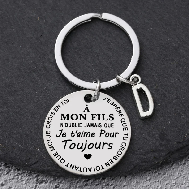 Porte-clé à offrir "Mon fils" ou "Ma fille" avec initiale