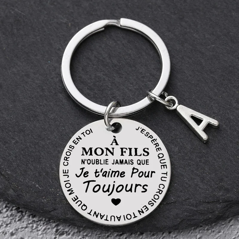 Porte-clé à offrir "Mon fils" ou "Ma fille" avec initiale