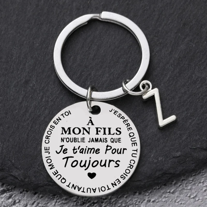 Porte-clé à offrir "Mon fils" ou "Ma fille" avec initiale