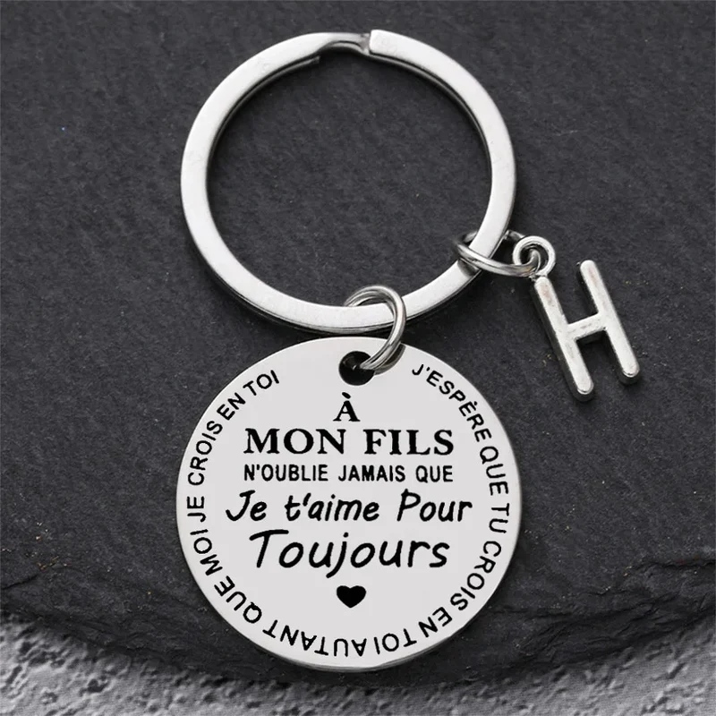Porte-clé à offrir "Mon fils" ou "Ma fille" avec initiale
