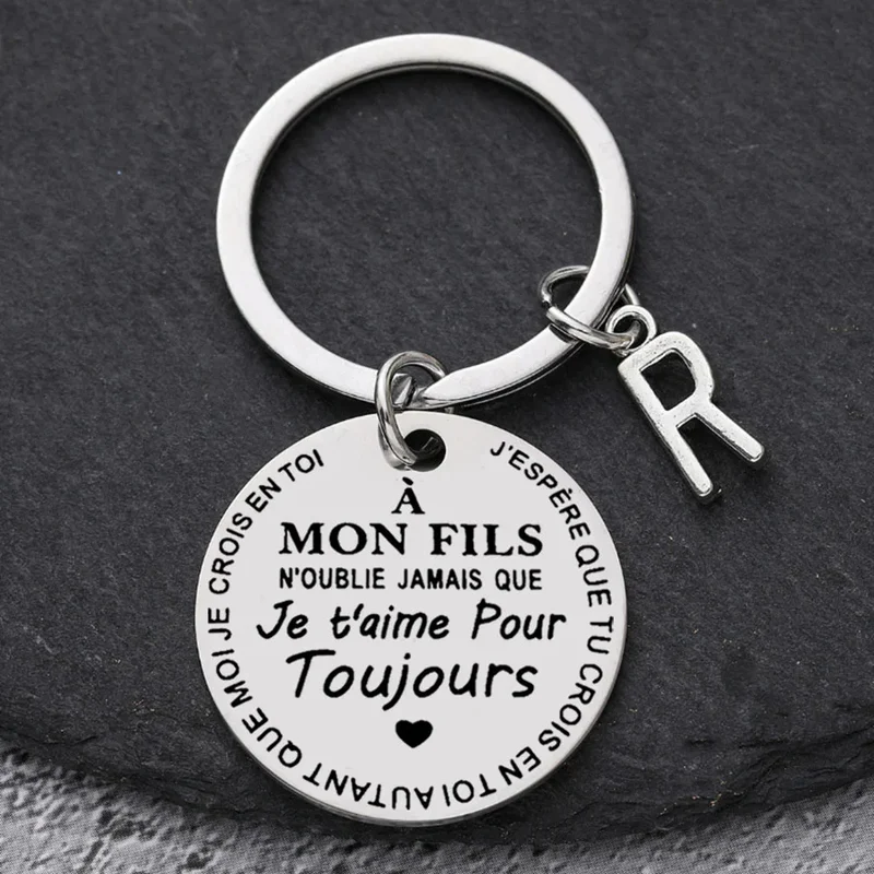 Porte-clé à offrir "Mon fils" ou "Ma fille" avec initiale