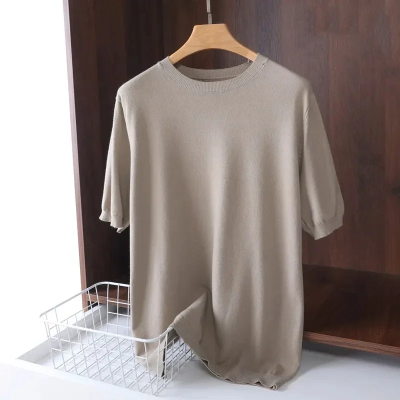 T-Shirt Mi-Saison en Laine Mérinos Tricoté Homme - 6 Coloris