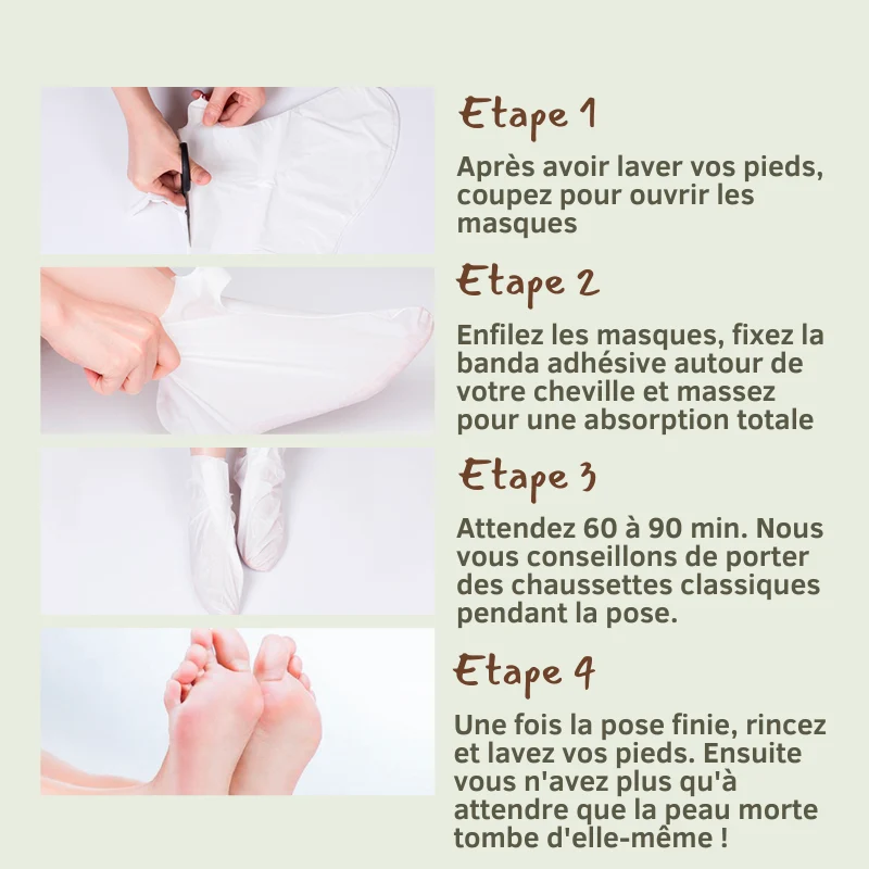 6 paires masques exfoliants pour pieds