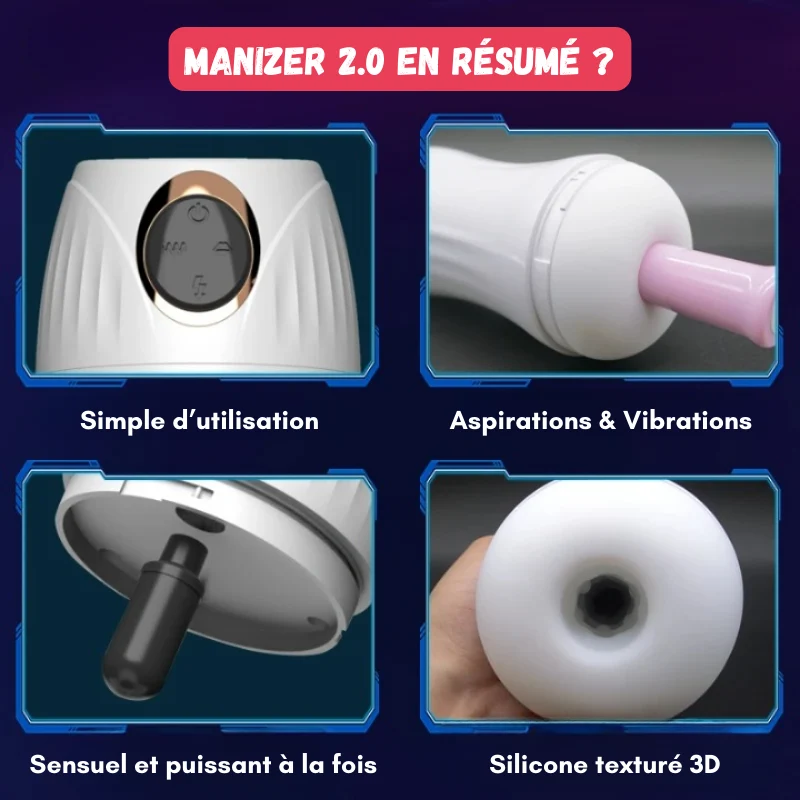 MANIZER 2.0 - Masturbateur vibrant et aspirant - Système vocal intégré