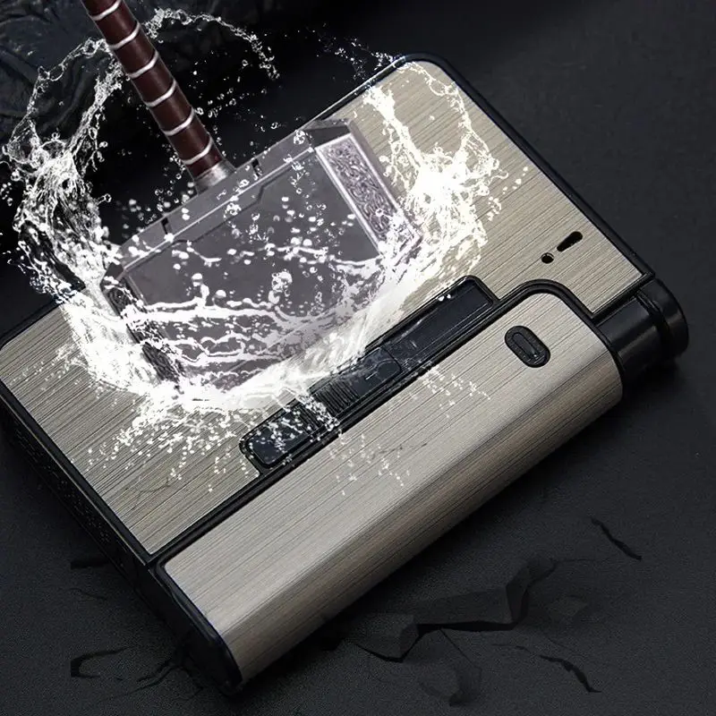 Étui Métallique 2 en 1 Cigarettes & Briquet - Idée Cadeau