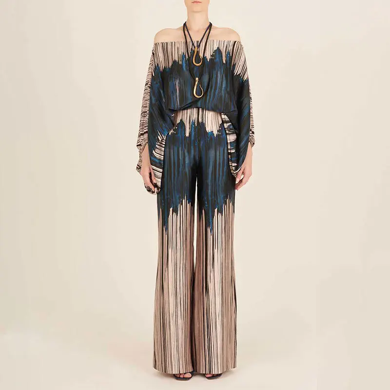 Ensemble en Satin Top Épaules Dénudées & Pantalon Fluide