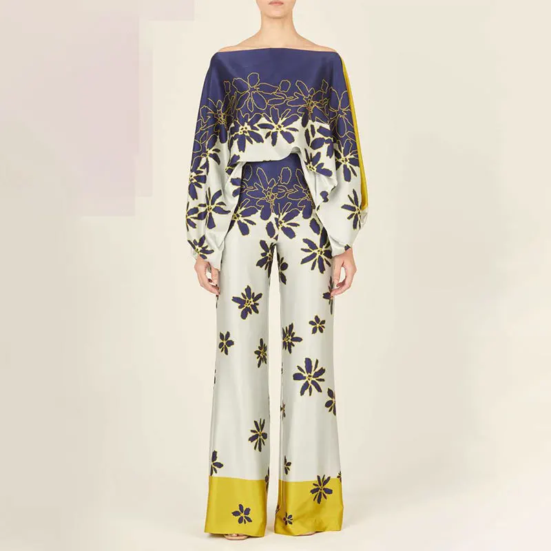 Ensemble en Satin Top Épaules Dénudées & Pantalon Fluide