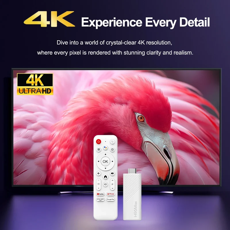 Clé TV Android H96 Max WiFi 6 Ultra Rapide avec Télécommande Vocale