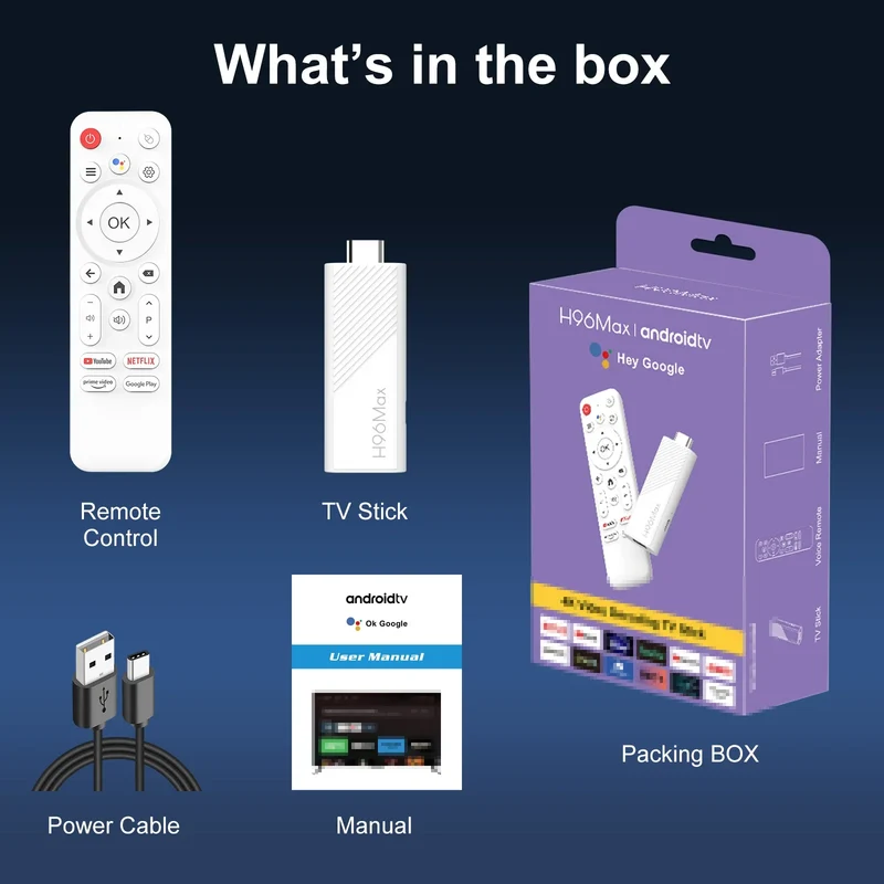 Clé TV Android H96 Max WiFi 6 Ultra Rapide avec Télécommande Vocale