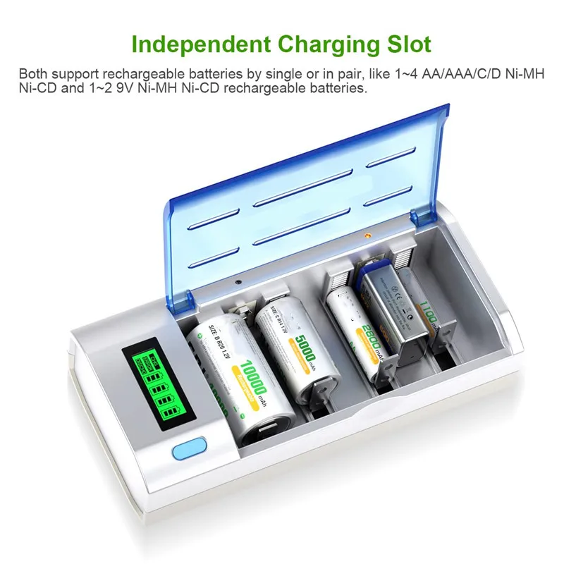 Chargeur Intelligent USB pour Piles Universelles - Indicateur de Charge LCD