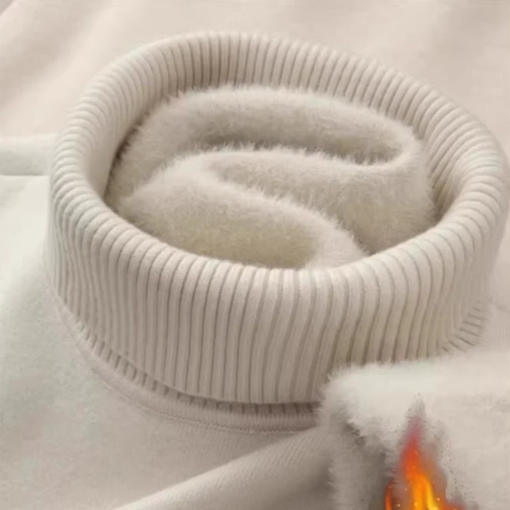 Pull col roulé à maille avec doublure polaire Homme