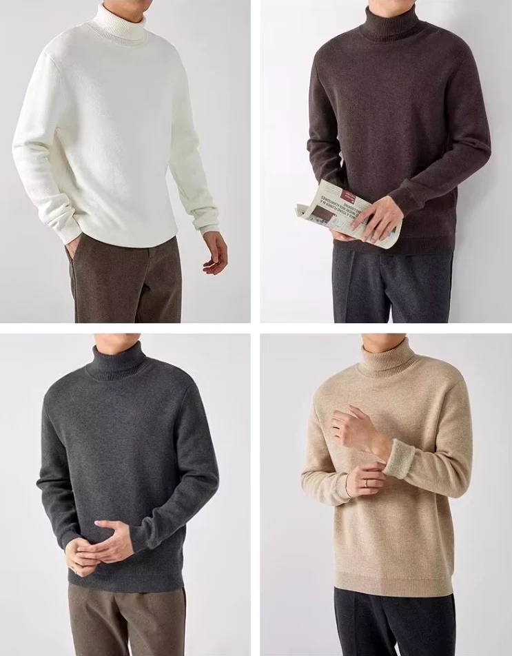 Pull col roulé à maille avec doublure polaire Homme