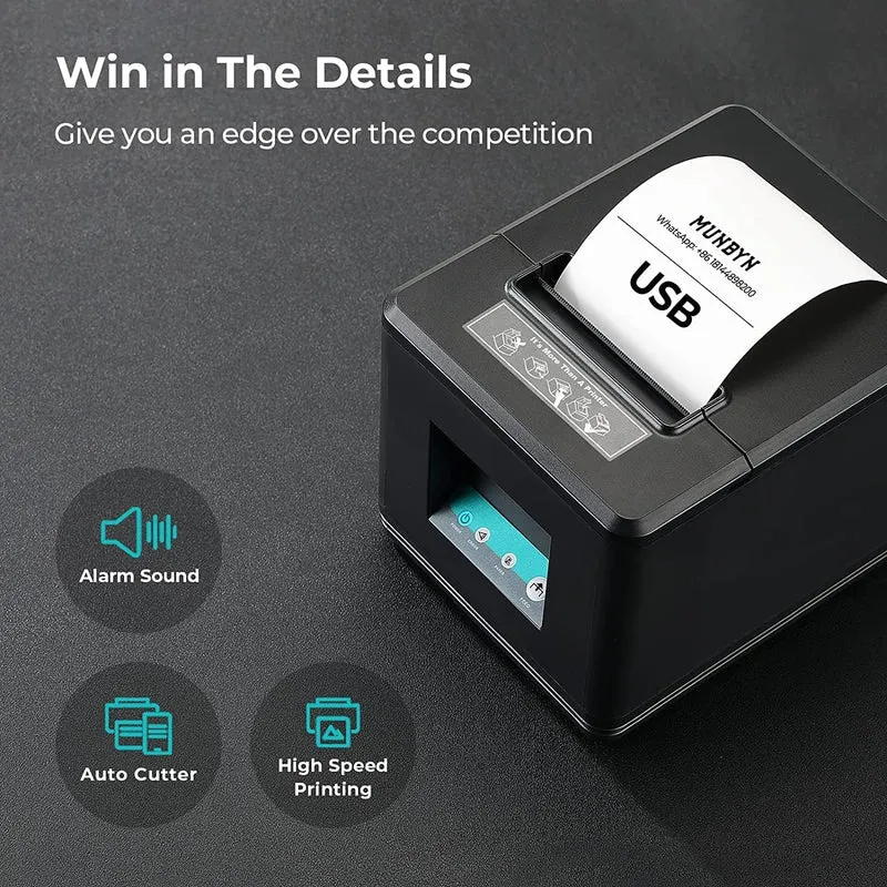 MUNBYN P098 80mm Thermal Receipt Printer with USB & Ethernet
