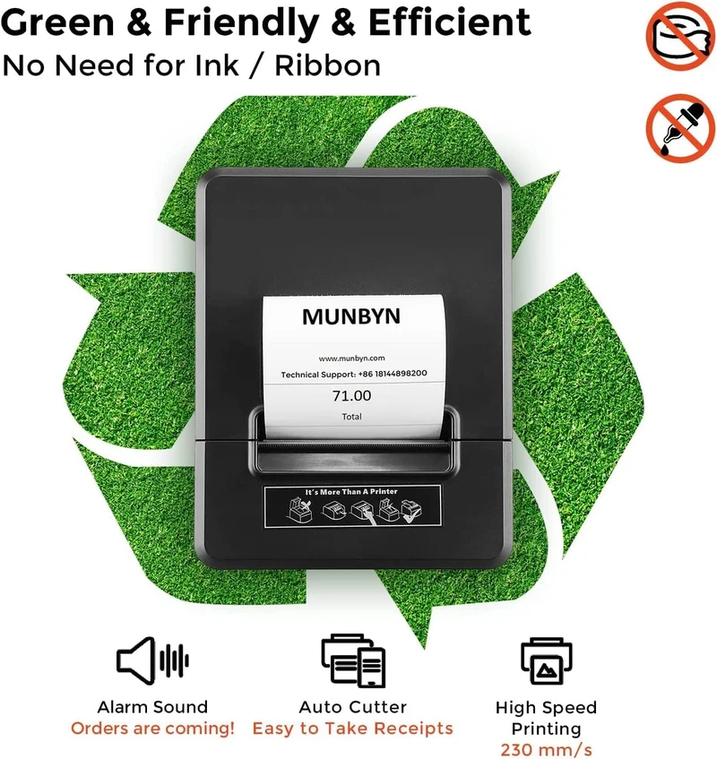 MUNBYN P098 80mm Thermal Receipt Printer with USB & Ethernet