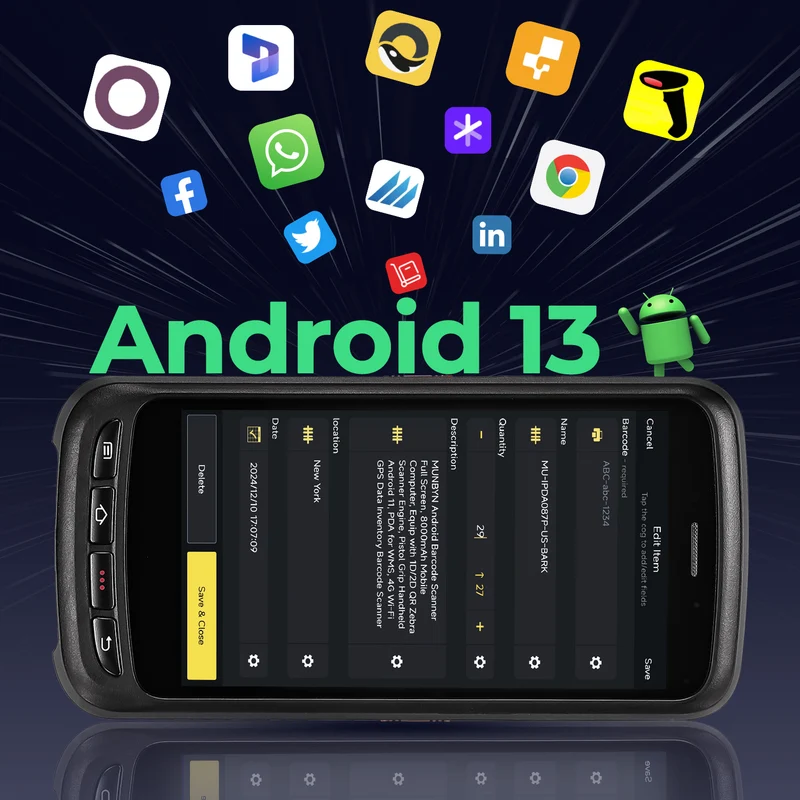 MUNBYN IPDA087P Android 13 Barcode Scanner for Warehouse Inventory