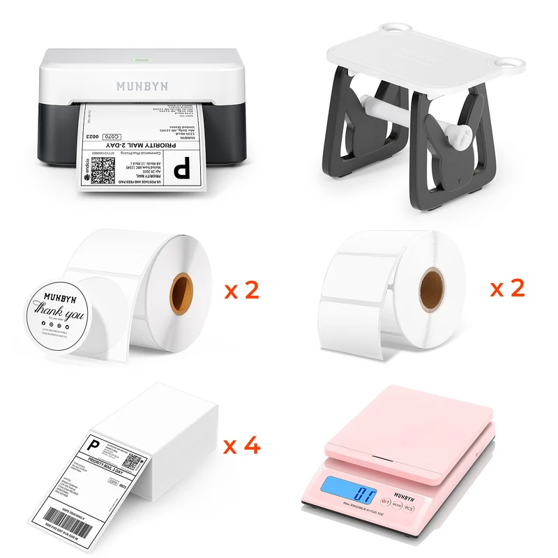MUNBYN RW403B Bluetooth Thermal Label Printer Kit for Shipping and Product Labeling