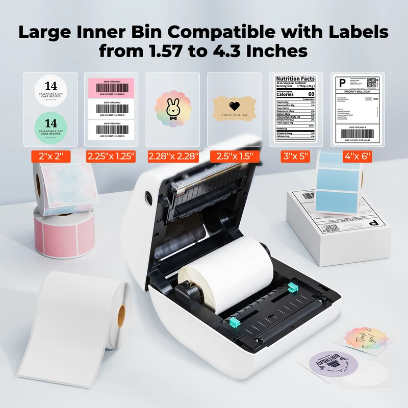 MUNBYN RW411B Bluetooth 4x6 Thermal Label Printer with Paper Tray for Daily Shipping