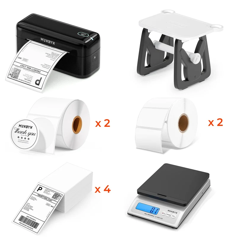MUNBYN RW402B Bluetooth Thermal Label Printer Kit for Daily Shipping Labels