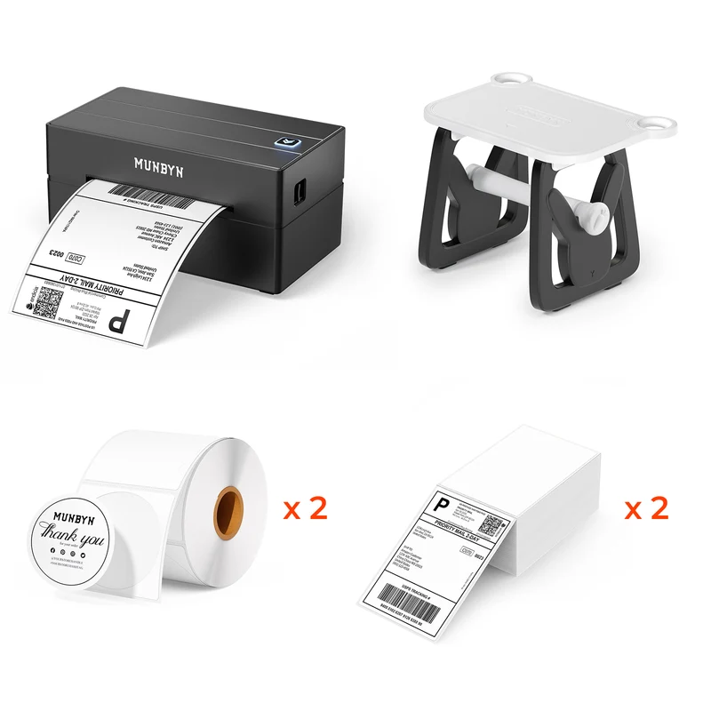 MUNBYN RW130B Bluetooth Thermal Label Printer Kit for Shipping and Basic Labels