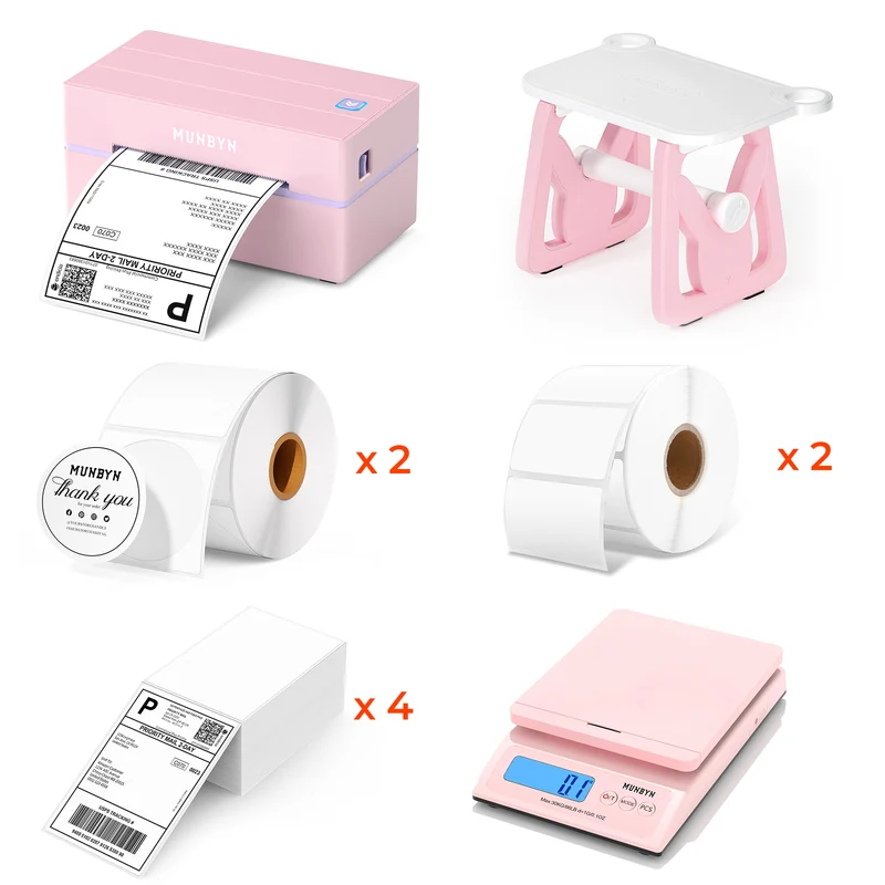 MUNBYN RW130B Bluetooth Thermal Label Printer Kit for Shipping and Basic Labels