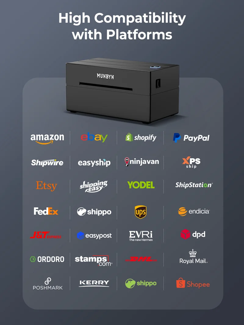 MUNBYN RW130B Bluetooth Thermal Label Printer Kit for Shipping and Basic Labels