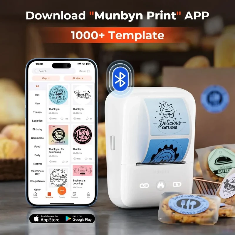 MUNBYN FM226 Bluetooth Portable Label Maker for Small Labels