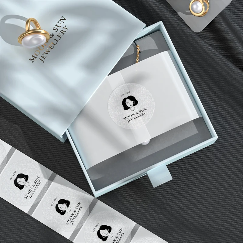 MUNBYN 2" Silver Glitter Direct Thermal Labels for Branding Stickers