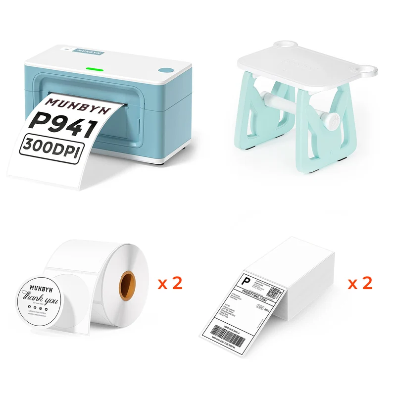 MUNBYN RW941BP 300DPI Thermal Label Printer Kit for Product Labels and Branding