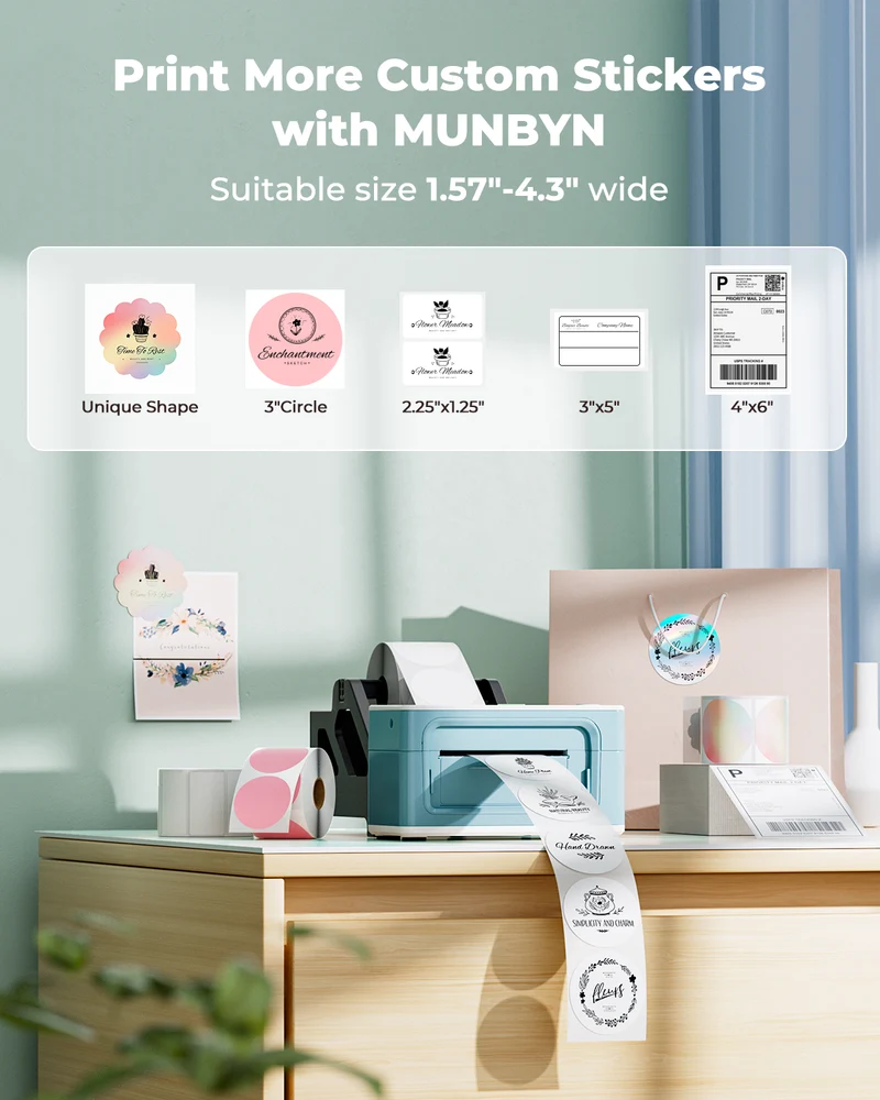 MUNBYN RW941BP 300DPI Bluetooth Thermal Label Printer for Product Labels and Branding