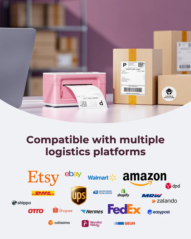 MUNBYN RW941BP 300DPI Bluetooth Thermal Label Printer for Product Labels and Branding