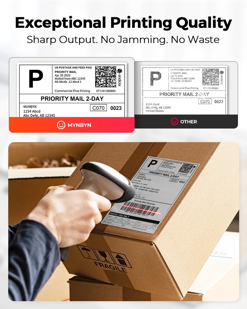 MUNBYN 4x6 Fan-Fold Direct Thermal Shipping Labels, 500 per Stack