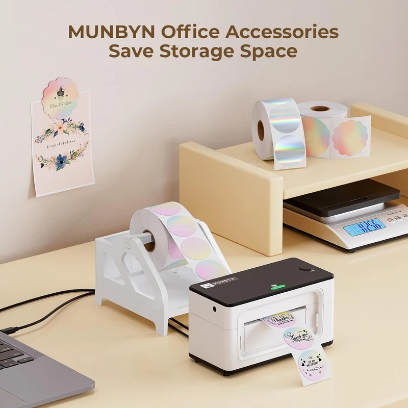 MUNBYN ILH01 Roll and Fan-Fold Label Holder for Shipping Labels